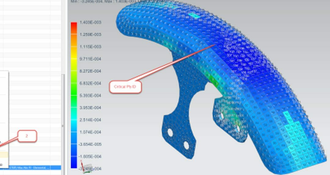 Display the critical ply ID and load case ID in laminate elements using NX Advanced Post Report
