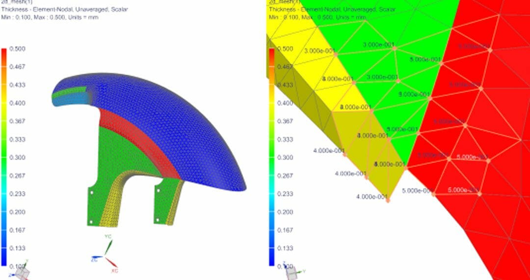 How to validate the distribution of 2D element thickness in NX