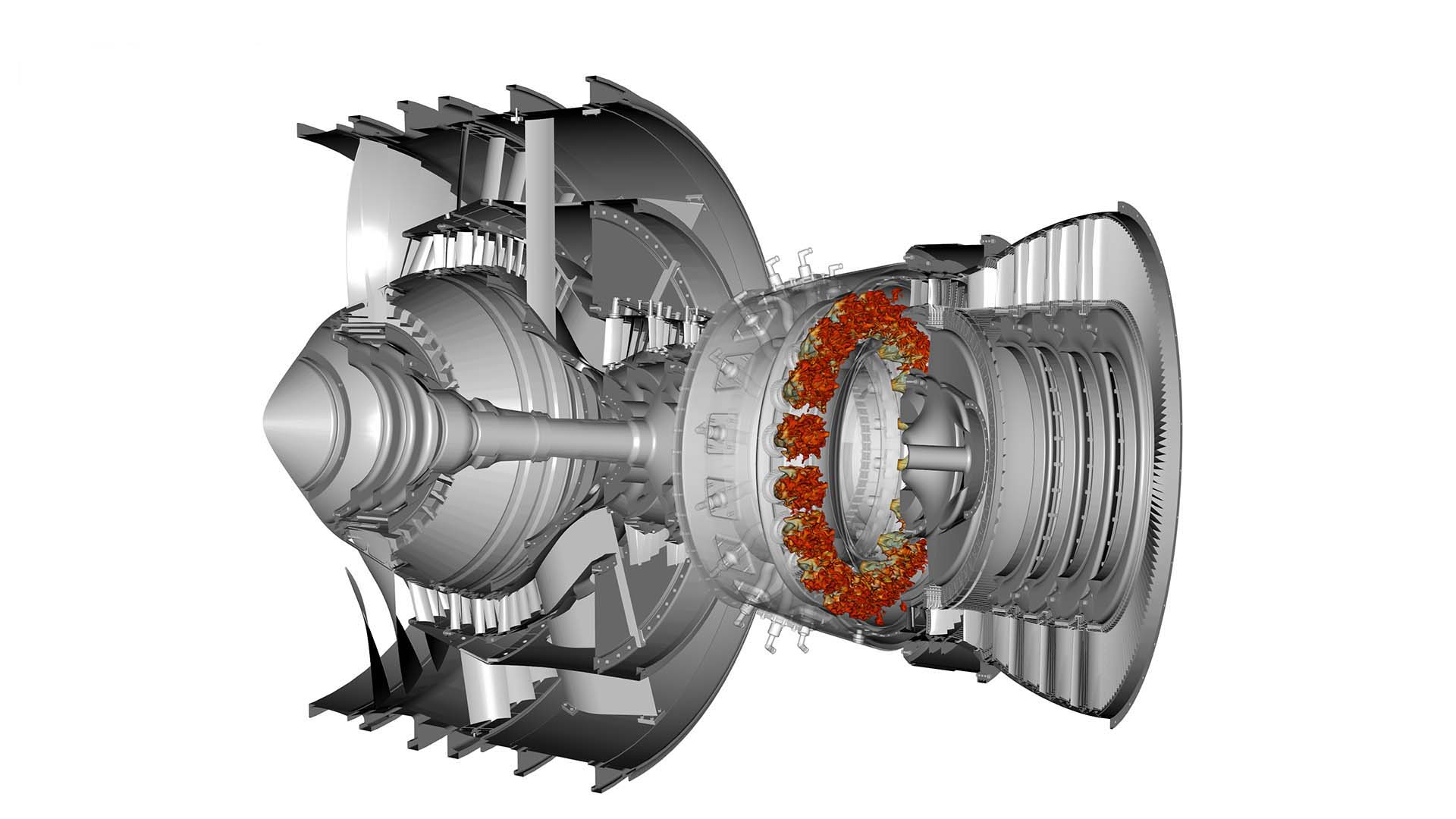 Gas turbine engine modeled in Simcenter STAR-CCM+