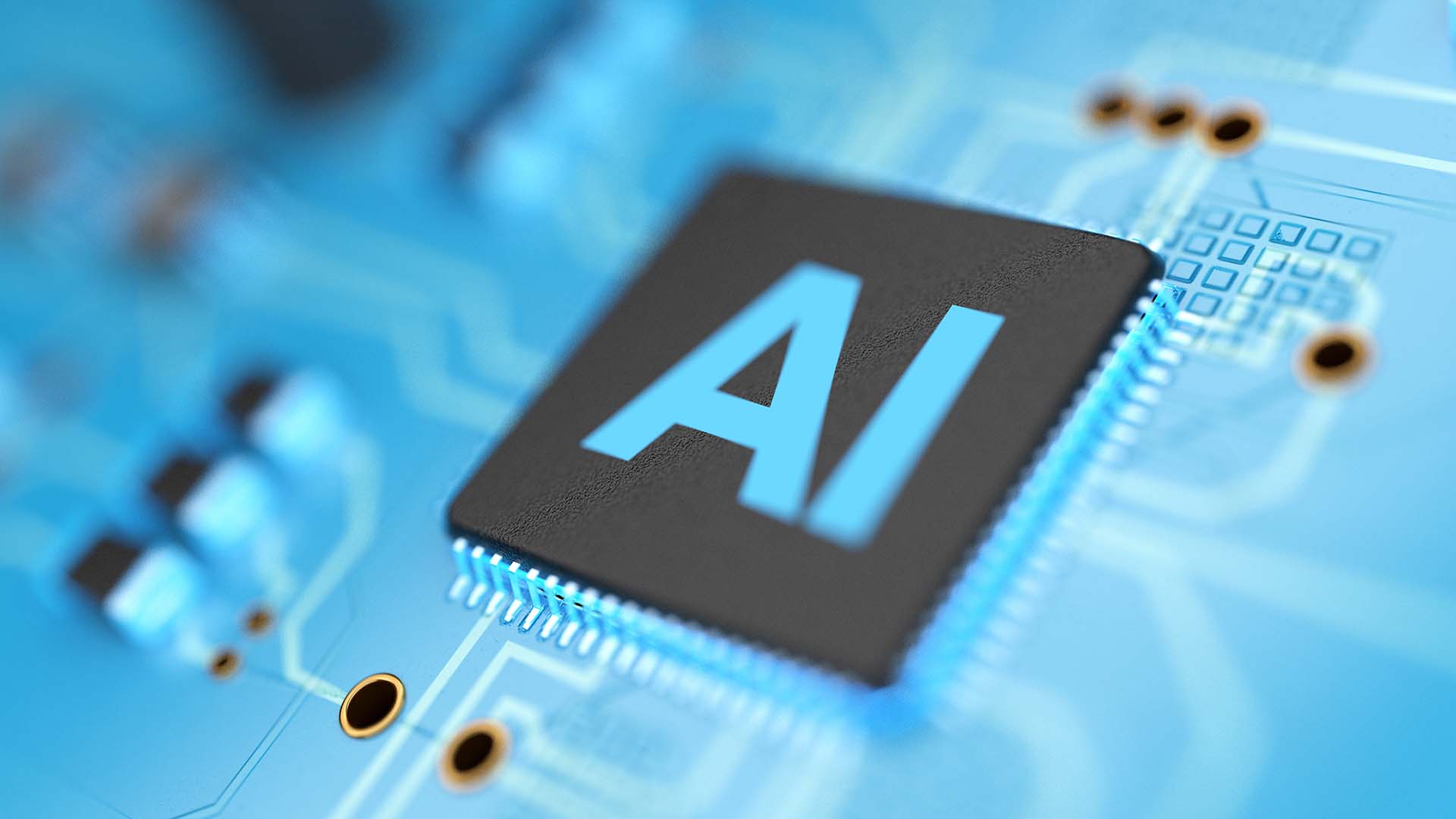 A microchip with AI lettering embossed on it