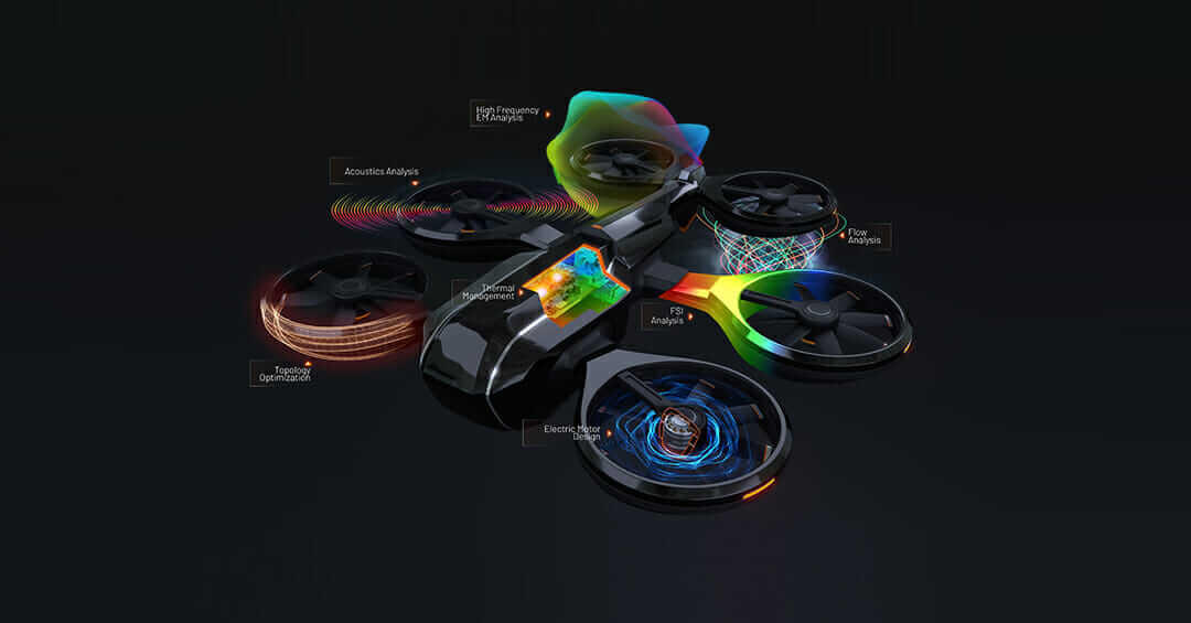 Photo of a drone showing multiphysics