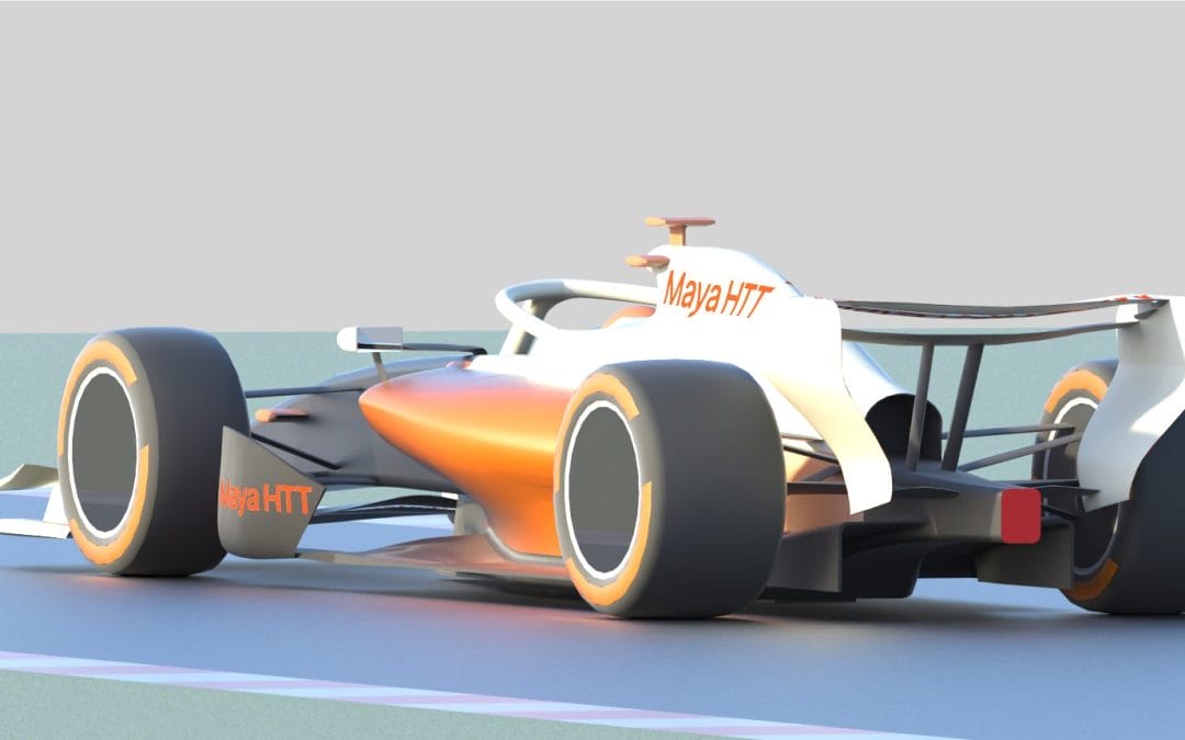 Rear render of an F1 car