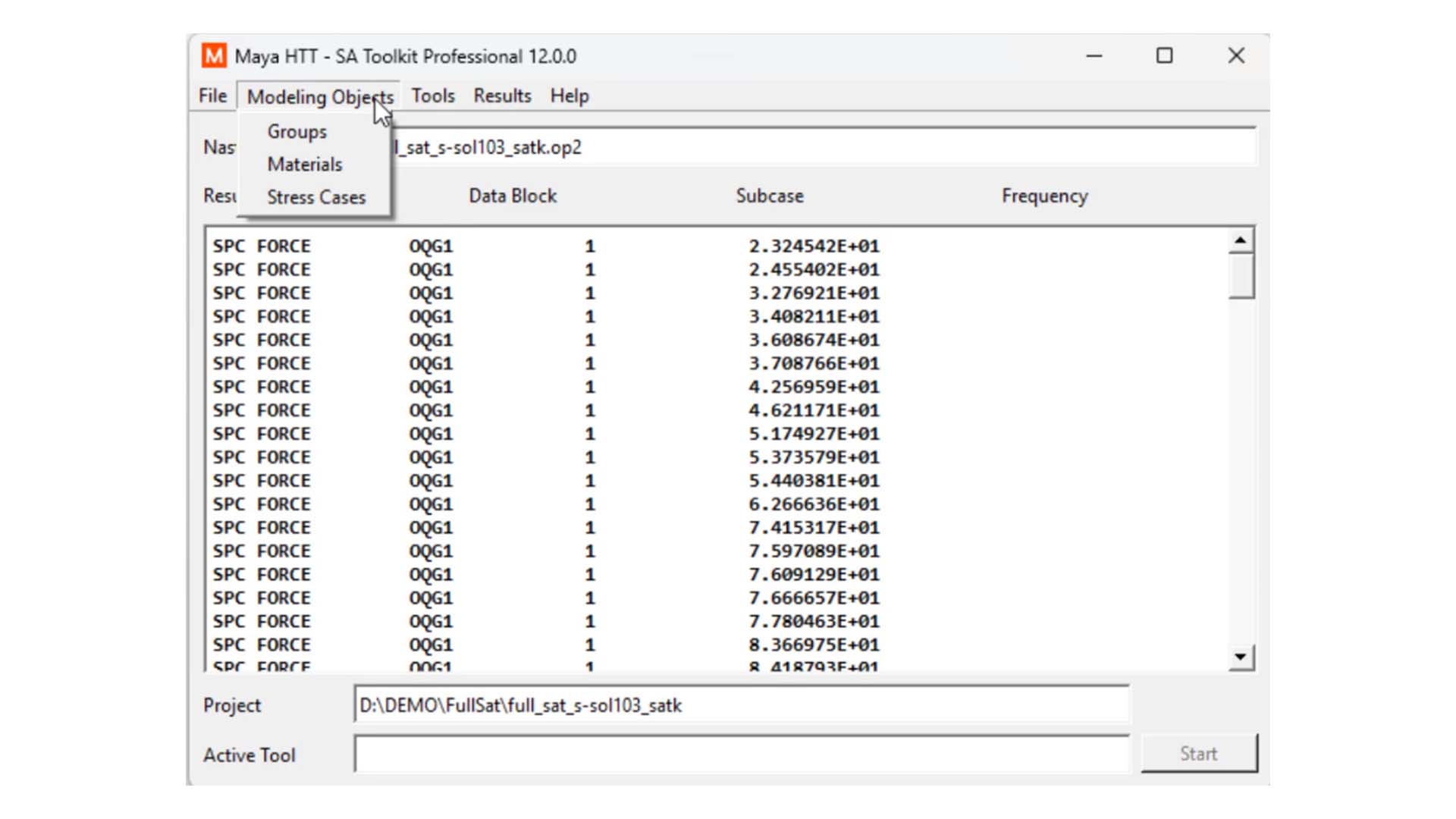 Structural Analysis Toolkit (SATK) objects modeling dialog