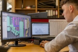 An engineer working on a simulation