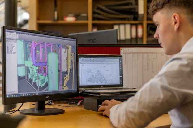 An engineer working on a simulation